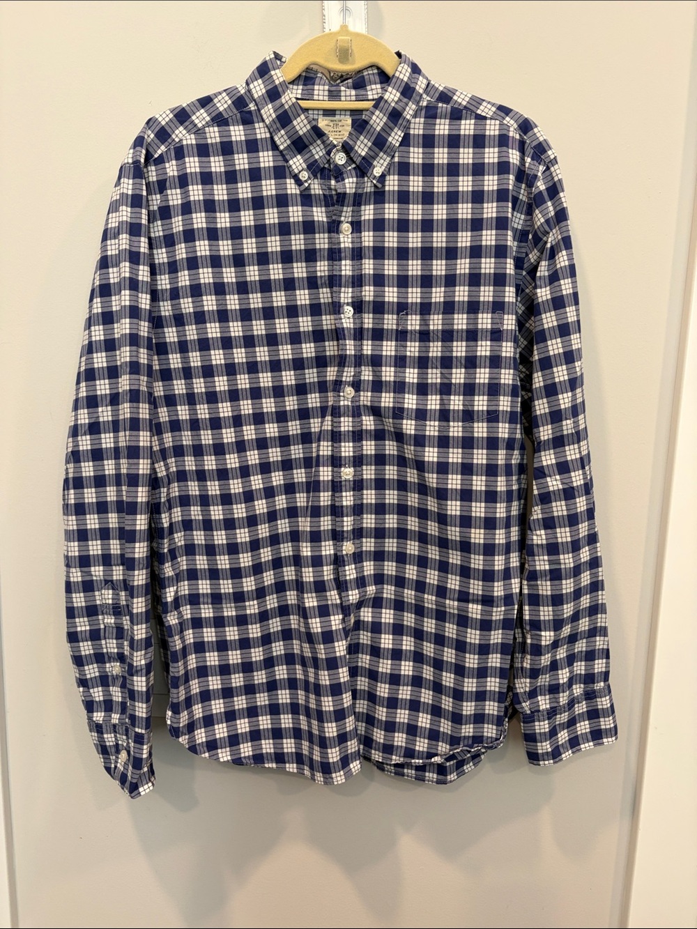 J. Crew Blue and White Plaid Button-Down Shirt